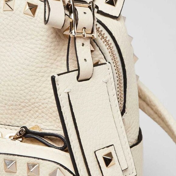 Valentino White Pebbled Leather Rockstud Mini Backpack Bag - Picture 6 of 11